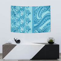 Cyan Hibiscus Monstera Seamless Kakau Hawaii Tapestry LT14 - Polynesian Pride