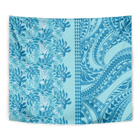 Cyan Hibiscus Monstera Seamless Kakau Hawaii Tapestry LT14 - Polynesian Pride