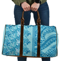 Cyan Hibiscus Monstera Seamless Kakau Hawaii Travel Bag LT14 Cyan - Polynesian Pride