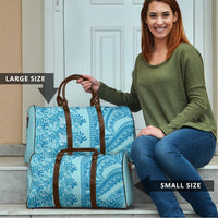 Cyan Hibiscus Monstera Seamless Kakau Hawaii Travel Bag LT14 - Polynesian Pride