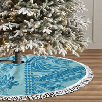 Cyan Hibiscus Monstera Seamless Kakau Hawaii Tree Skirt LT14 - Polynesian Pride