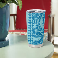 Cyan Hibiscus Monstera Seamless Kakau Hawaii Tumbler Cup LT14 - Polynesian Pride