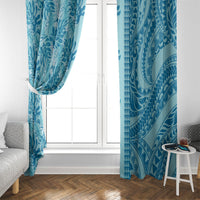 Cyan Hibiscus Monstera Seamless Kakau Hawaii Window Curtain LT14 - Polynesian Pride