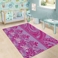 Purple Hibiscus Monstera Seamless Kakau Hawaii Area Rug LT14 - Polynesian Pride