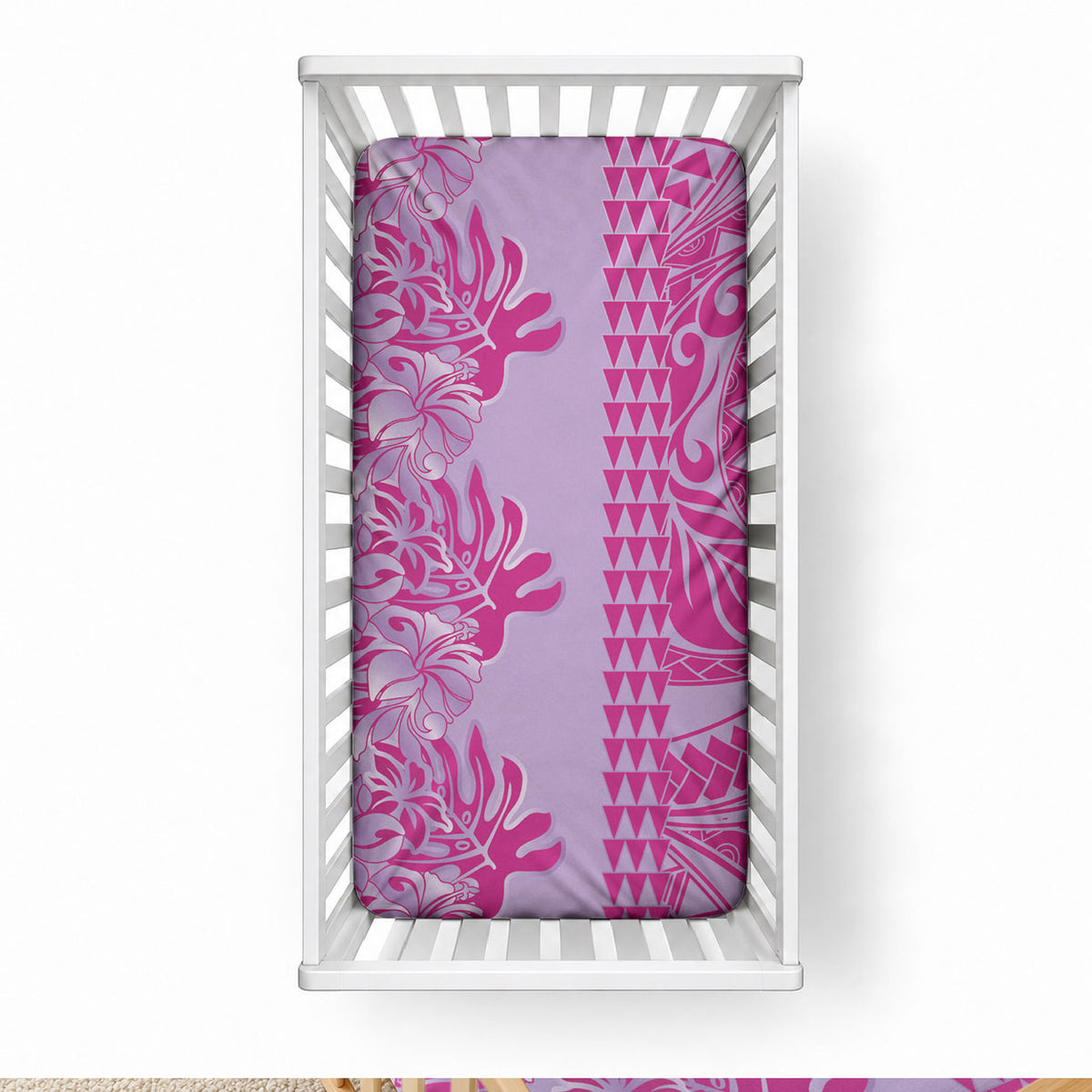 Purple Hibiscus Monstera Seamless Kakau Hawaii Baby Bed Cover LT14 28 × 52 in Purple - Polynesian Pride