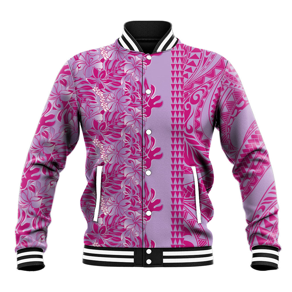 Purple Hibiscus Monstera Seamless Kakau Hawaii Baseball Jacket LT14 Unisex Purple - Polynesian Pride