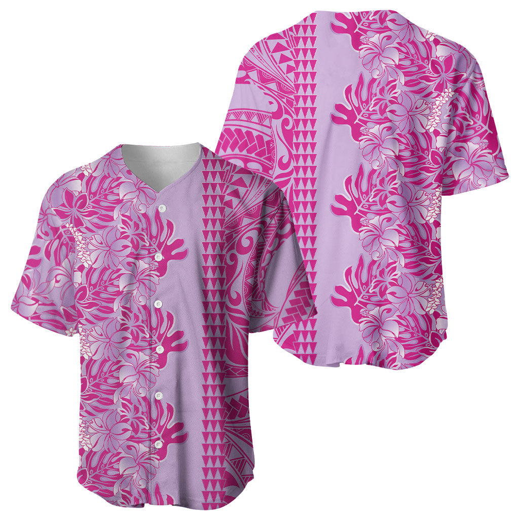 Purple Hibiscus Monstera Seamless Kakau Hawaii Baseball Jersey LT14 - Polynesian Pride