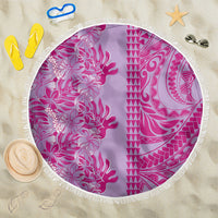 Purple Hibiscus Monstera Seamless Kakau Hawaii Beach Blanket LT14 One Size 150cm Purple - Polynesian Pride