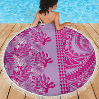 Purple Hibiscus Monstera Seamless Kakau Hawaii Beach Blanket LT14 - Polynesian Pride