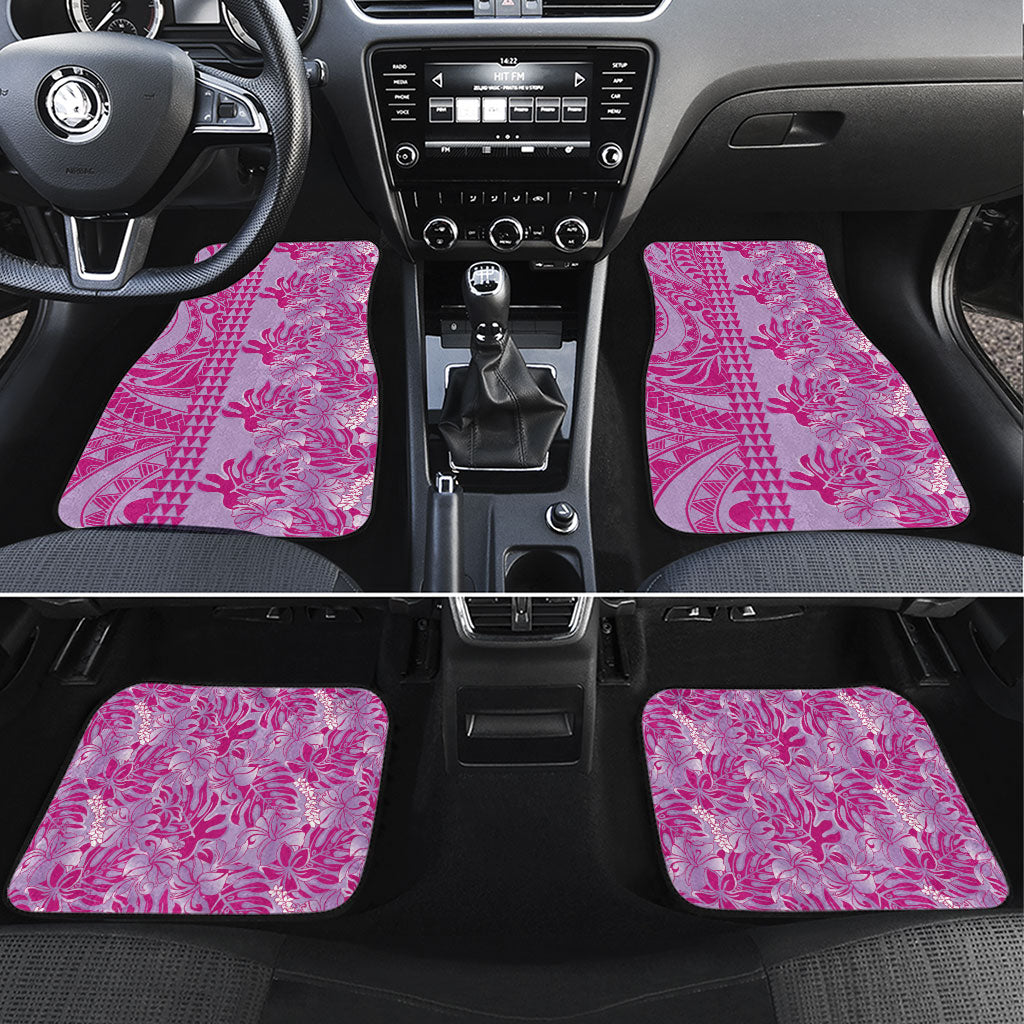 Purple Hibiscus Monstera Seamless Kakau Hawaii Car Mats LT14 Set 4pcs Purple - Polynesian Pride