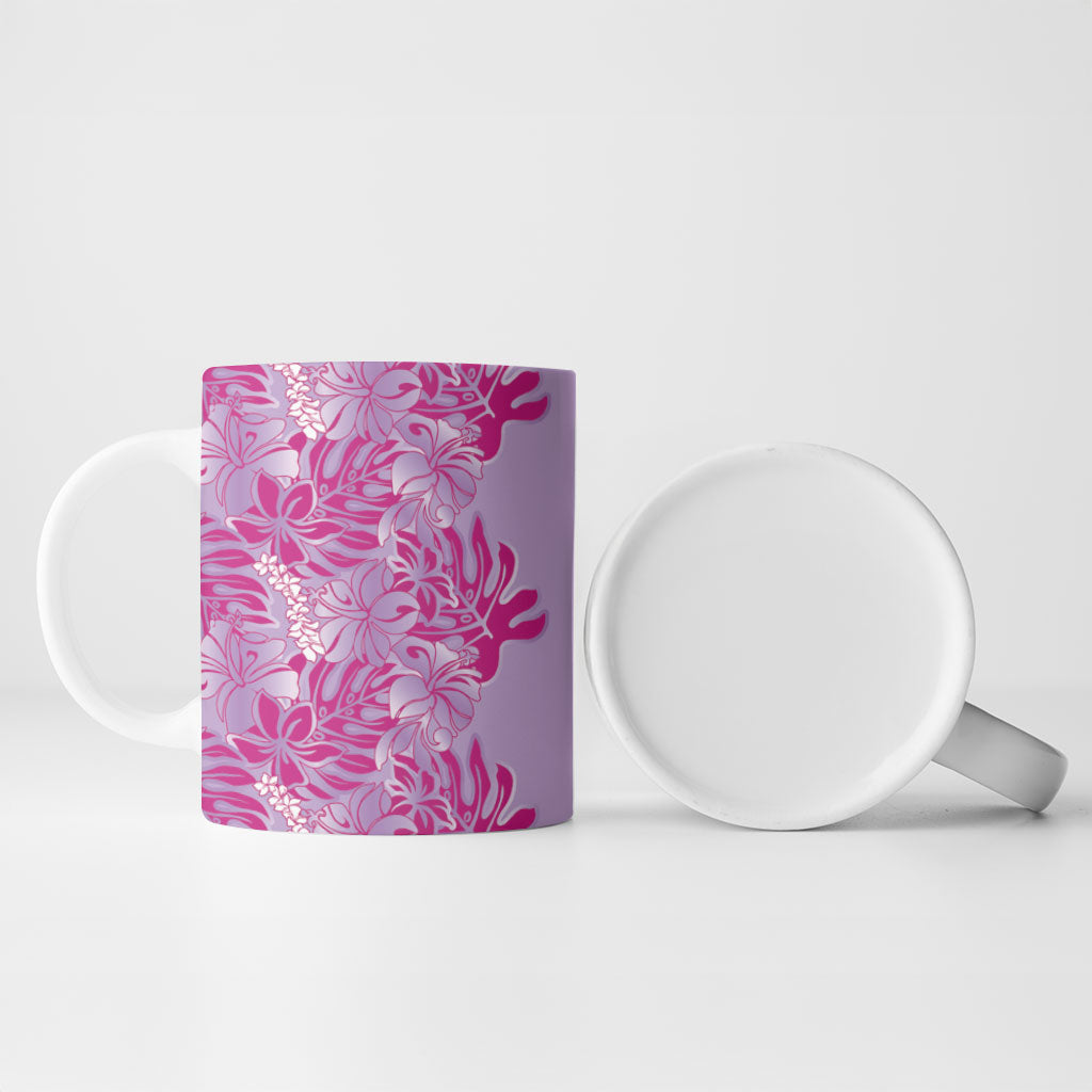Purple Hibiscus Monstera Seamless Kakau Hawaii Ceramic Mug LT14 - Polynesian Pride
