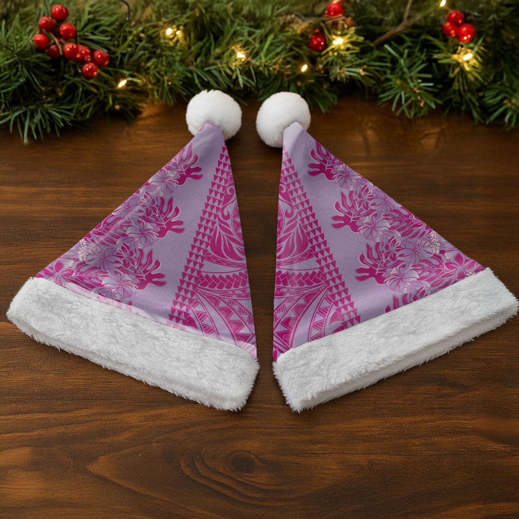 Purple Hibiscus Monstera Seamless Kakau Hawaii Christmas Santa Hat LT14 - Polynesian Pride