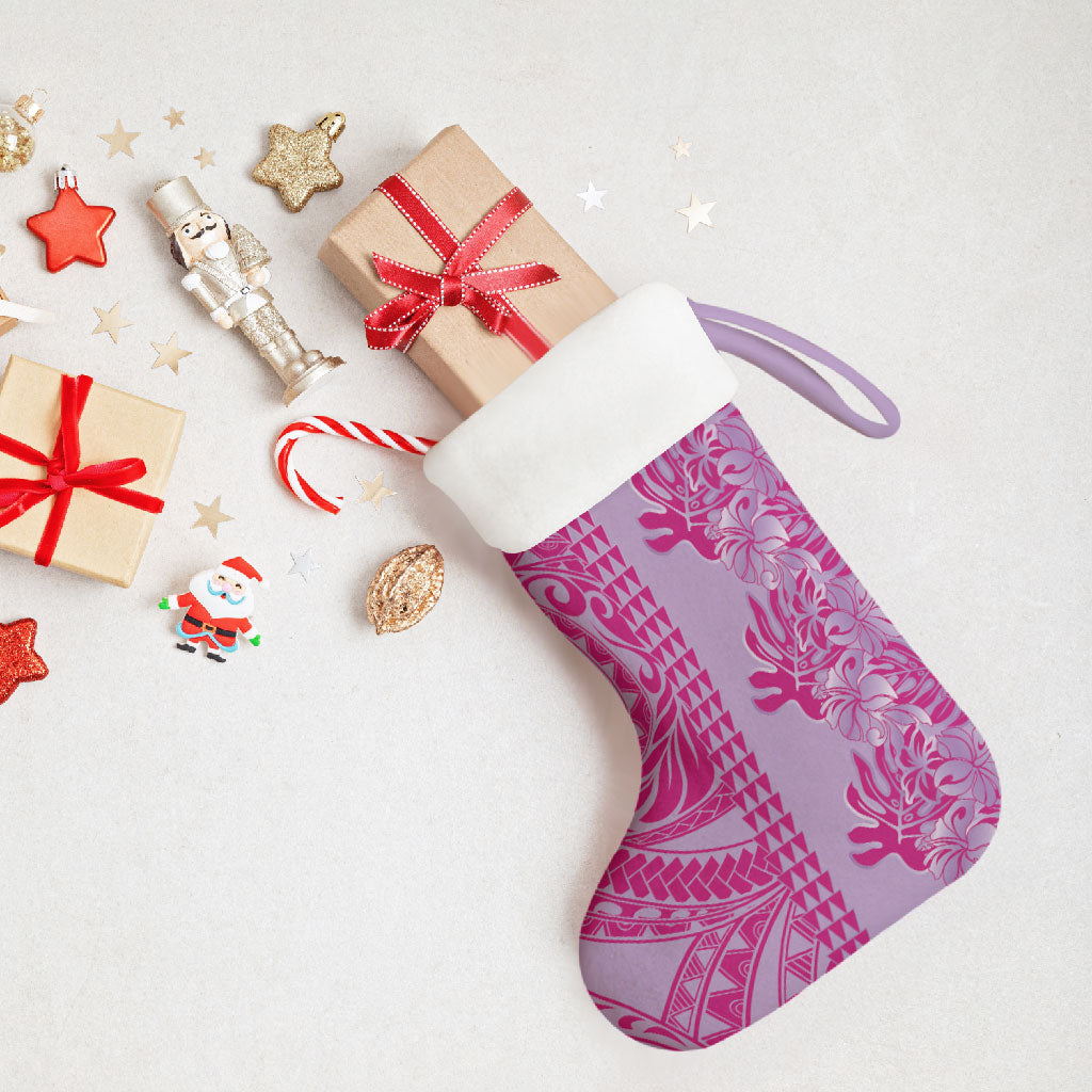 Purple Hibiscus Monstera Seamless Kakau Hawaii Christmas Stocking LT14 - Polynesian Pride