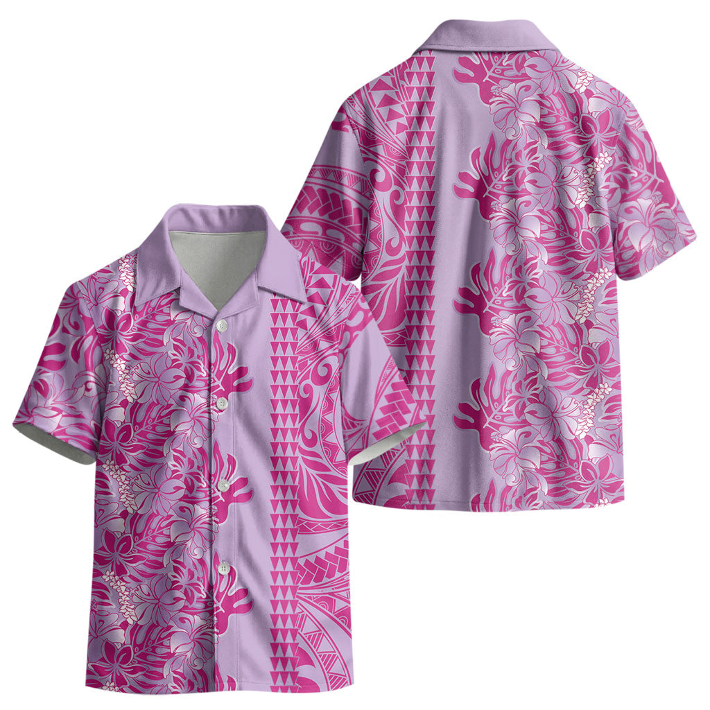 Purple Hibiscus Monstera Seamless Kakau Hawaii Kid Hawaiian Shirt LT14 - Polynesian Pride