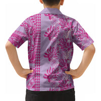 Purple Hibiscus Monstera Seamless Kakau Hawaii Kid Hawaiian Shirt LT14 - Polynesian Pride