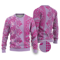 Purple Hibiscus Monstera Seamless Kakau Hawaii Ugly Christmas Sweater LT14 Purple - Polynesian Pride