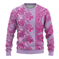 Purple Hibiscus Monstera Seamless Kakau Hawaii Ugly Christmas Sweater LT14 - Polynesian Pride