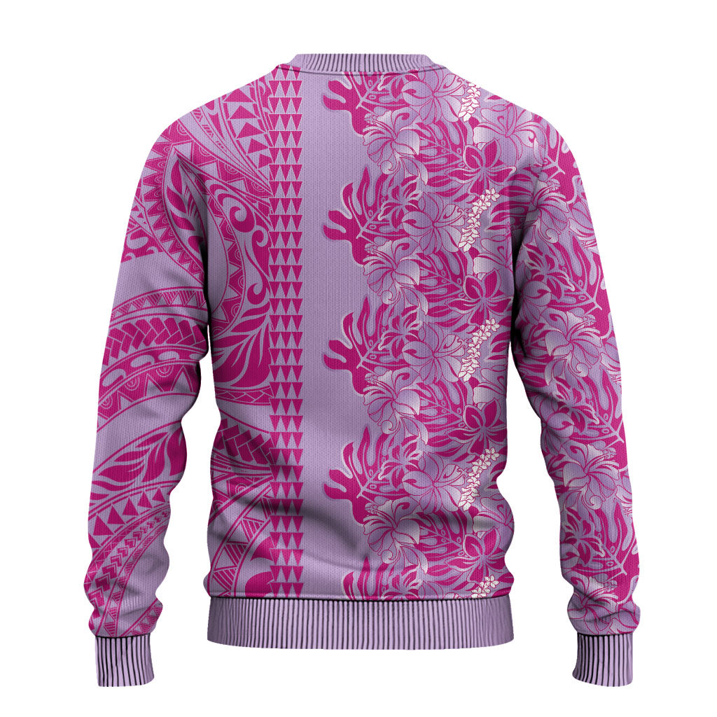 Purple Hibiscus Monstera Seamless Kakau Hawaii Ugly Christmas Sweater LT14 - Polynesian Pride