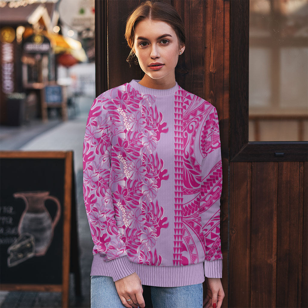 Purple Hibiscus Monstera Seamless Kakau Hawaii Ugly Christmas Sweater LT14 - Polynesian Pride