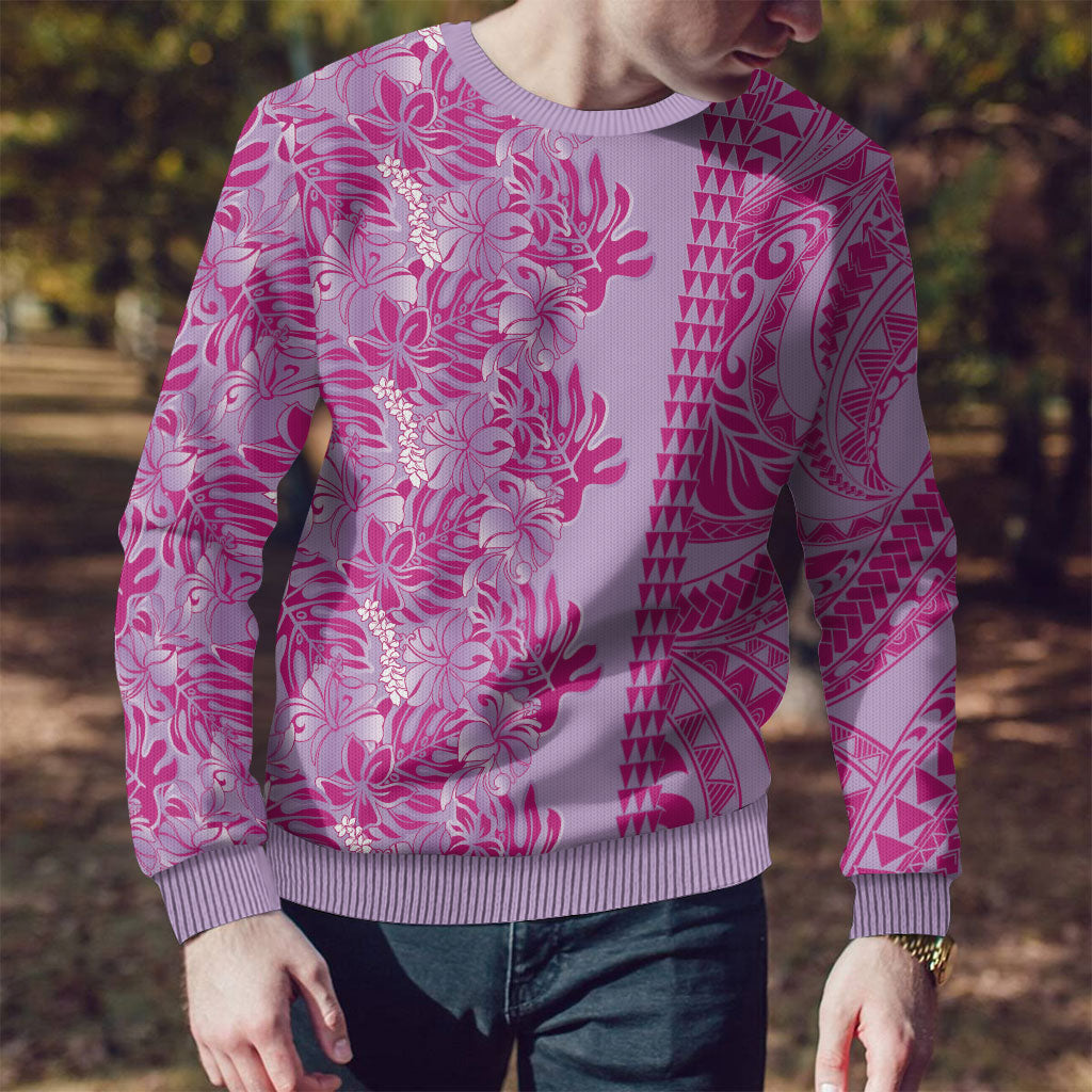 Purple Hibiscus Monstera Seamless Kakau Hawaii Ugly Christmas Sweater LT14 - Polynesian Pride