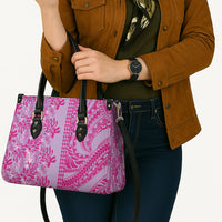 Purple Hibiscus Monstera Seamless Kakau Hawaii Leather Bag LT14 - Polynesian Pride