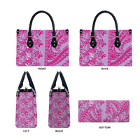 Purple Hibiscus Monstera Seamless Kakau Hawaii Leather Bag LT14 - Polynesian Pride