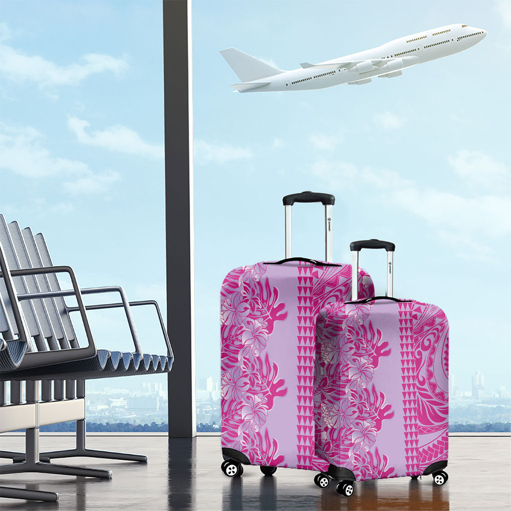 Purple Hibiscus Monstera Seamless Kakau Hawaii Luggage Cover LT14 - Polynesian Pride