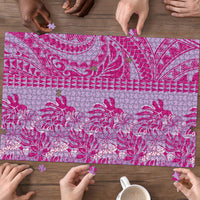 Purple Hibiscus Monstera Seamless Kakau Hawaii Puzzle LT14 - Polynesian Pride