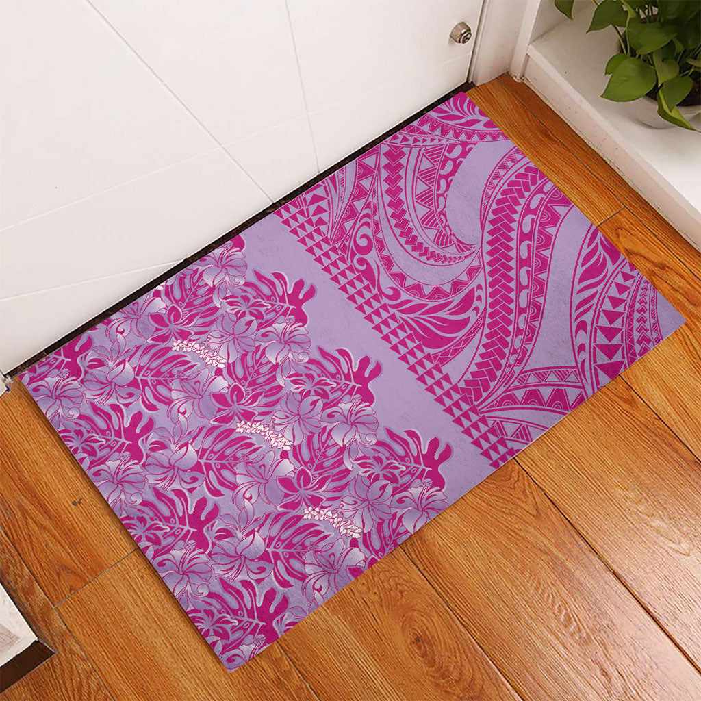 Purple Hibiscus Monstera Seamless Kakau Hawaii Rubber Doormat LT14 - Polynesian Pride