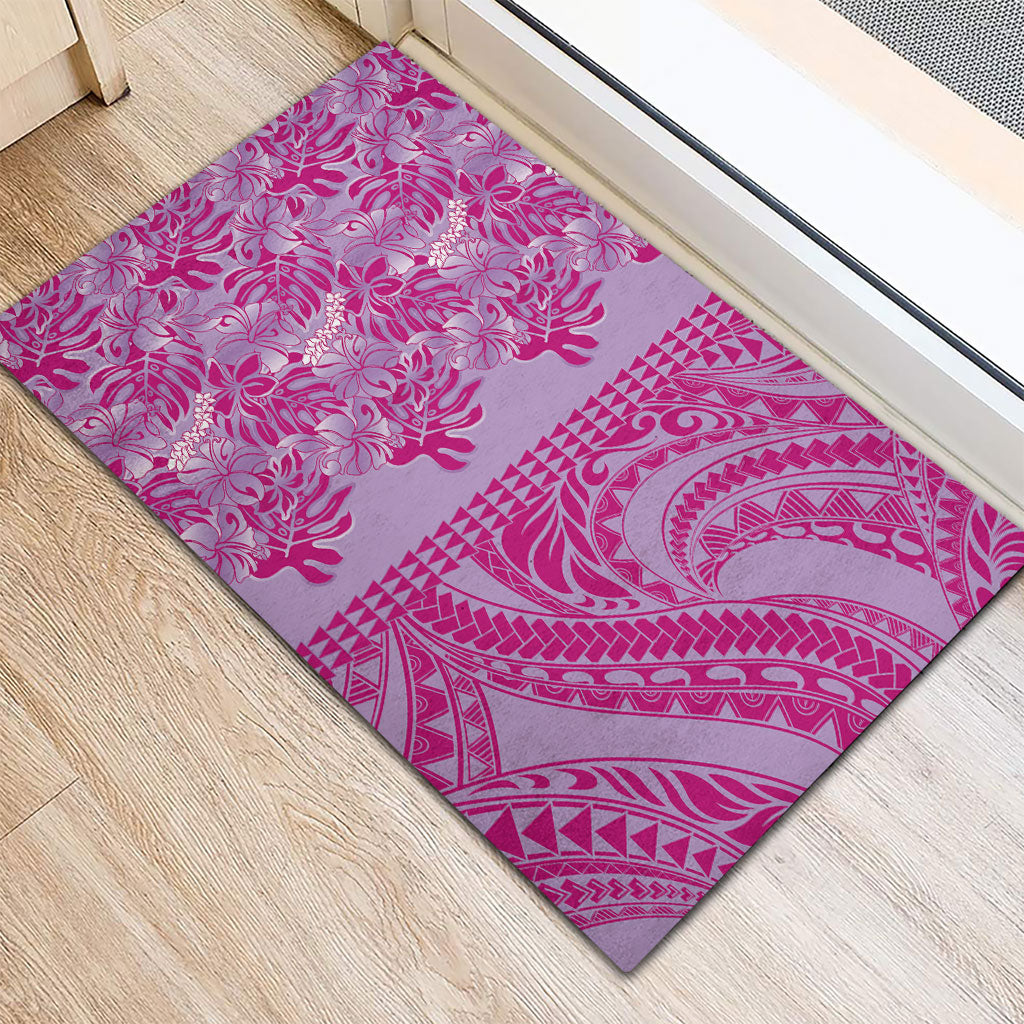 Purple Hibiscus Monstera Seamless Kakau Hawaii Rubber Doormat LT14 - Polynesian Pride