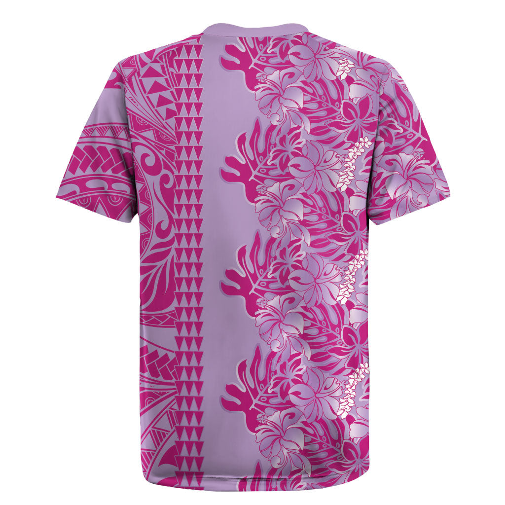 Purple Hibiscus Monstera Seamless Kakau Hawaii Rugby Jersey LT14 - Polynesian Pride
