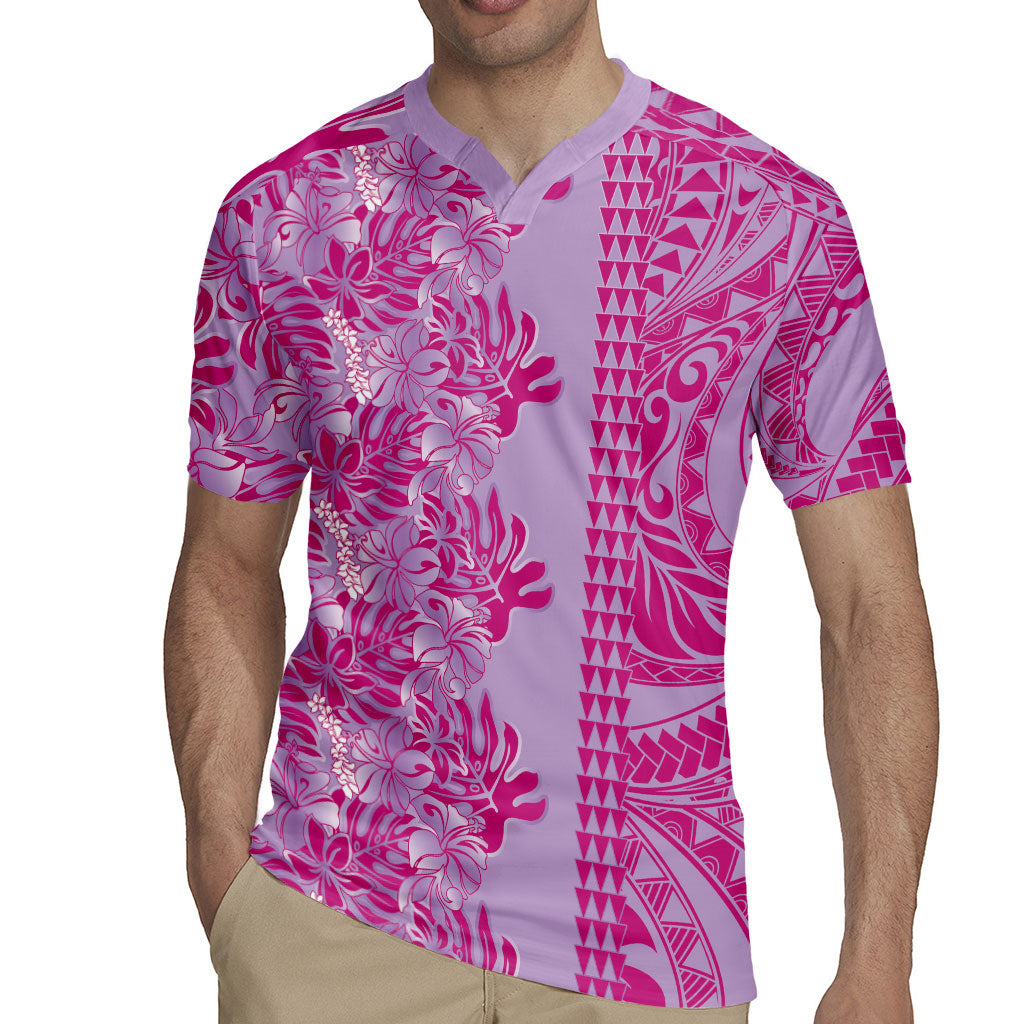Purple Hibiscus Monstera Seamless Kakau Hawaii Rugby Jersey LT14 - Polynesian Pride