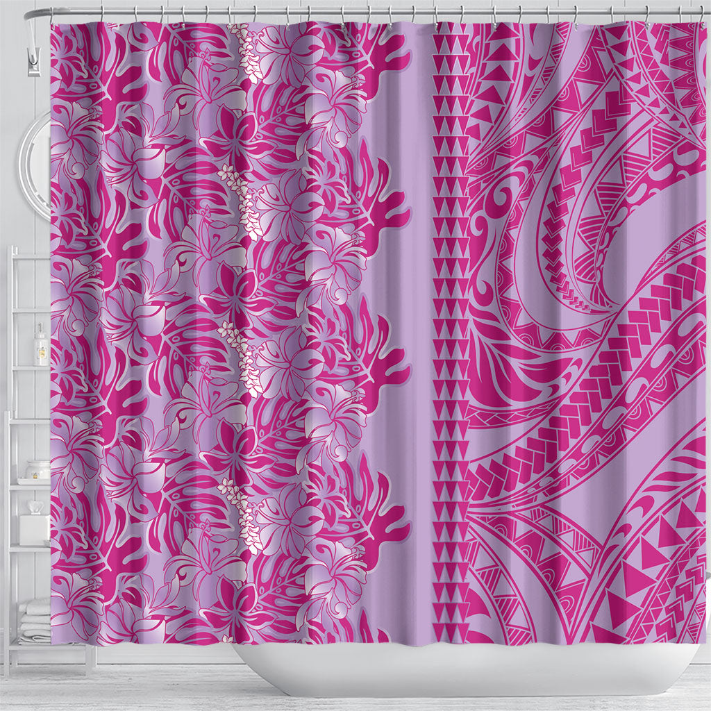 Purple Hibiscus Monstera Seamless Kakau Hawaii Shower Curtain LT14 - Polynesian Pride