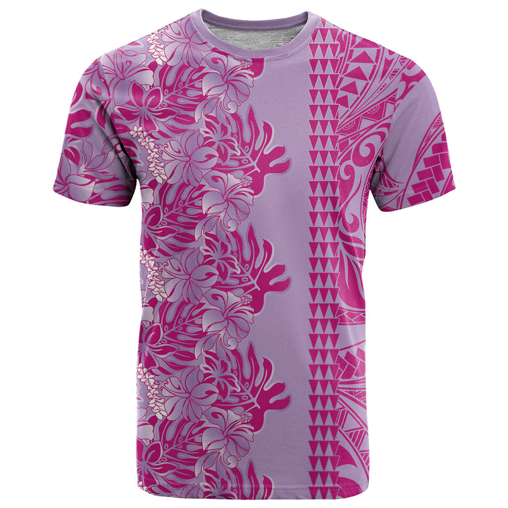 Purple Hibiscus Monstera Seamless Kakau Hawaii T Shirt LT14 Purple - Polynesian Pride