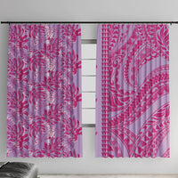 Purple Hibiscus Monstera Seamless Kakau Hawaii Window Curtain LT14 With Hooks Purple - Polynesian Pride