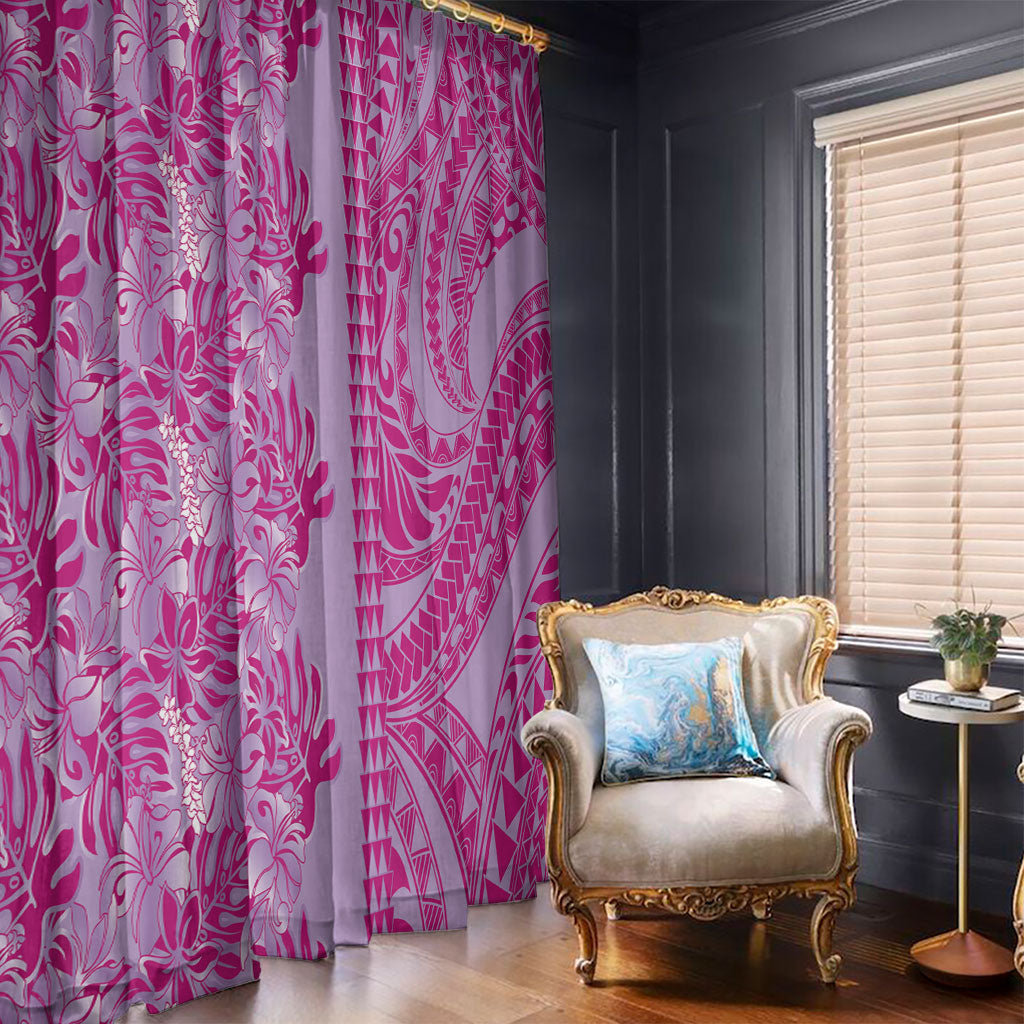 Purple Hibiscus Monstera Seamless Kakau Hawaii Window Curtain LT14 - Polynesian Pride