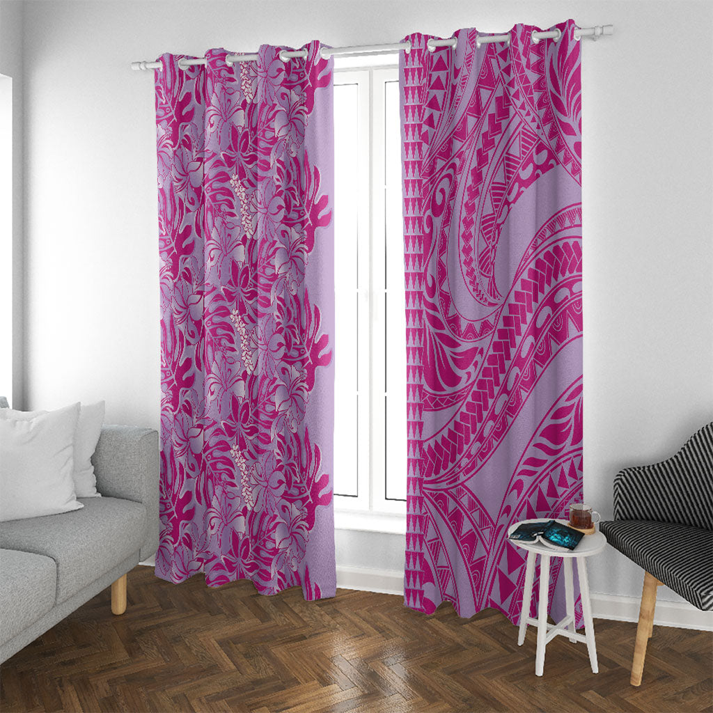 Purple Hibiscus Monstera Seamless Kakau Hawaii Window Curtain LT14 With Grommets Purple - Polynesian Pride