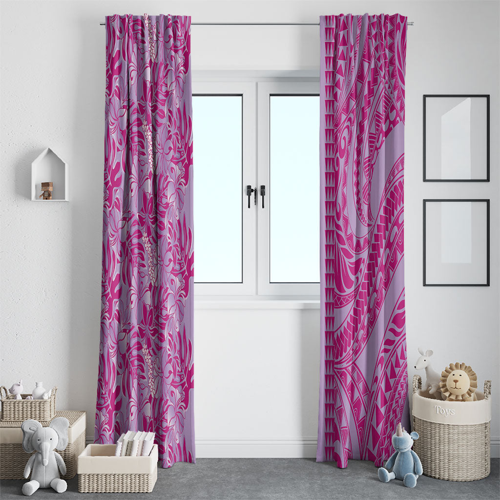 Purple Hibiscus Monstera Seamless Kakau Hawaii Window Curtain LT14 - Polynesian Pride
