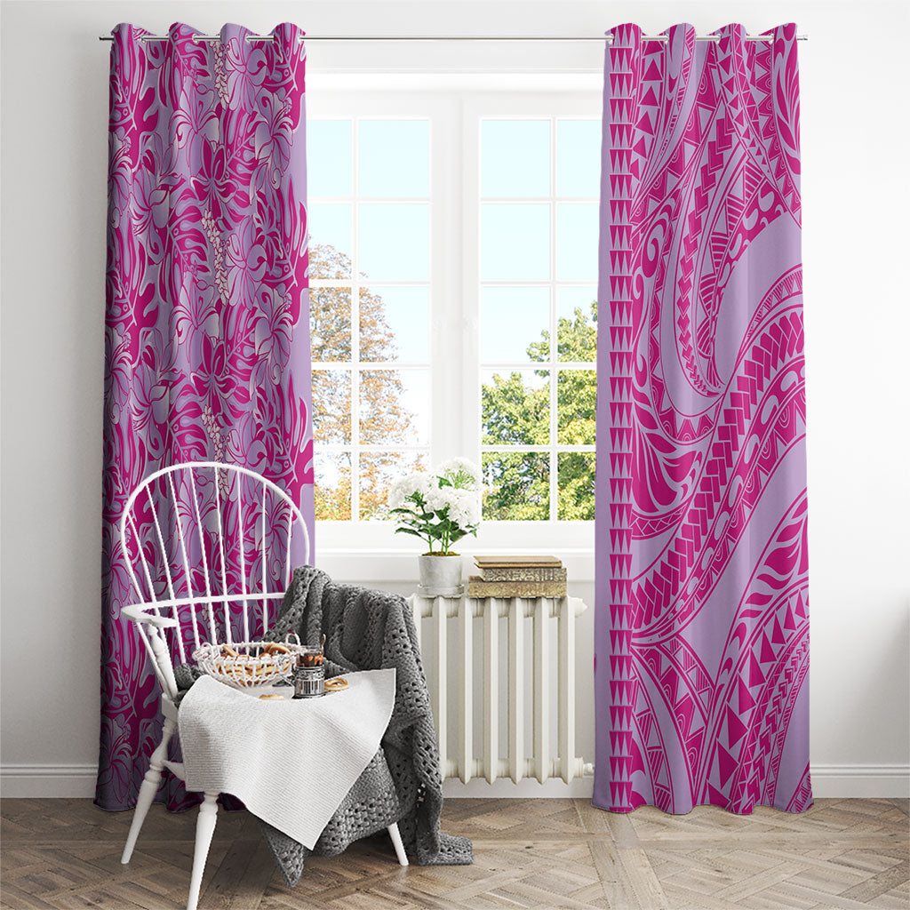 Purple Hibiscus Monstera Seamless Kakau Hawaii Window Curtain LT14 - Polynesian Pride