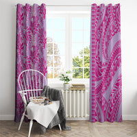 Purple Hibiscus Monstera Seamless Kakau Hawaii Window Curtain LT14 - Polynesian Pride