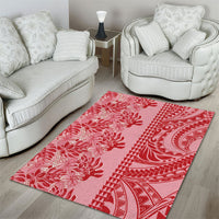 Red Hibiscus Monstera Seamless Kakau Hawaii Area Rug LT14 - Polynesian Pride