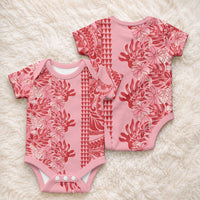 Red Hibiscus Monstera Seamless Kakau Hawaii Baby Onesie LT14 - Polynesian Pride