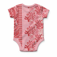 Red Hibiscus Monstera Seamless Kakau Hawaii Baby Onesie LT14 - Polynesian Pride