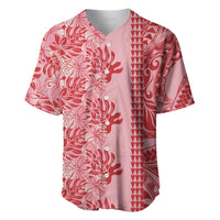 Red Hibiscus Monstera Seamless Kakau Hawaii Baseball Jersey LT14 Red - Polynesian Pride