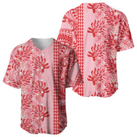 Red Hibiscus Monstera Seamless Kakau Hawaii Baseball Jersey LT14 - Polynesian Pride