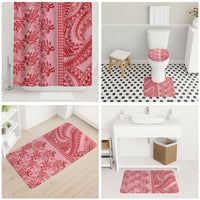 Red Hibiscus Monstera Seamless Kakau Hawaii Bathroom Set LT14 - Polynesian Pride