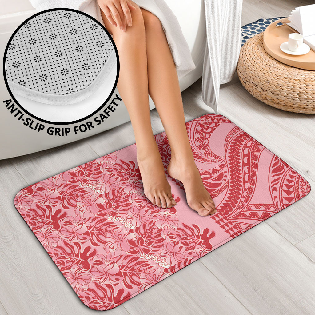 Red Hibiscus Monstera Seamless Kakau Hawaii Bathroom Set LT14 - Polynesian Pride