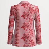 Red Hibiscus Monstera Seamless Kakau Hawaii Blazer LT14 - Polynesian Pride