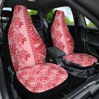 Red Hibiscus Monstera Seamless Kakau Hawaii Car Seat Cover LT14 One Size Red - Polynesian Pride