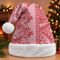Red Hibiscus Monstera Seamless Kakau Hawaii Christmas Santa Hat LT14 Without Fur Red - Polynesian Pride